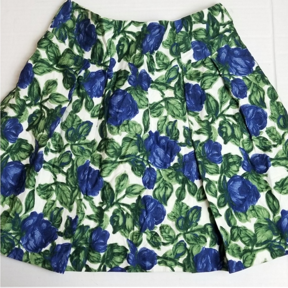 MILLY OF NEW YORK floral pleated cotton skirt